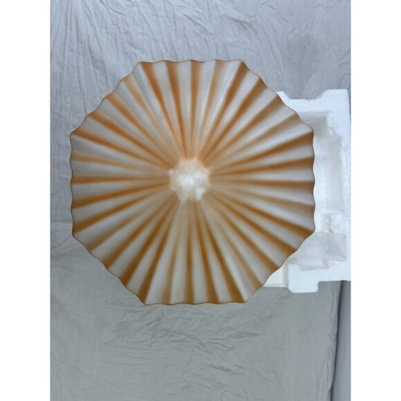 Vtg 30s Accordion Octagonal Frosted Orange‎ Birds Paradise Glass Swag Lamp Shade - Picture 9 of 16